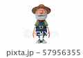 3D illustration farmer does morning exercises 57956355