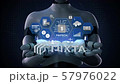 Robot, cyborg open tow palm, Fin-tech icon, Financial technology and various information icon. 4K size movie.2. 57976022