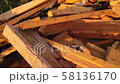 Wood firewood and debris in the middle plan 58136170