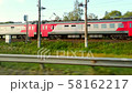 Videography of the railroad and passing trains in motion 58162217