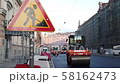 Work on laying asphalt roller 58162473