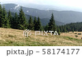 Slow motion of clouds Spruce mountains and sky  58174177