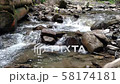 Mountain river flowing near the green forest  58174181