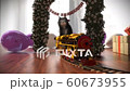 Cat on a train/birthday atmosphere 60673955