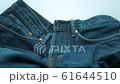 Close up of Blue Denim Jeans, Tilt Down Shot, Selected Focus 61644510