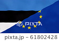 Estonian and Europe split flag. Brexit concept of Estonia leaving European Union. 61802428