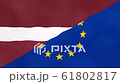 Latvian and Europe split flag. Brexit concept of Latvia leaving European Union. 61802817