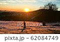 Ski lift in the mountains in winter at sunset. 62084749