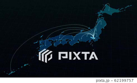 東京都から日本全国へ広がるネットワークの線の動画素材
