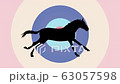 black horse running silhouette on rainbow circles background new quality unique animation dynamic joyful FullHD video stock footage 63057598