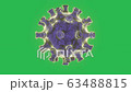 Coronavirus or COVID-19 moving on green screen background. 3D virus cell looped animation. Concept of healthy care. 63488815