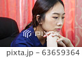 Anxious women are stressed while working at home 63659364