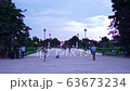Defocused view of the pedestrian street of Paris. Park. Day to night. TimeLapse 63673234