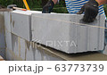 Bricklayer putting down another row of bricks in site 63773739