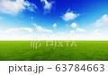 Green grass field and blue sky with fluffy clouds 63784663