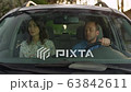view through car windshield. couple in the car. wife and husband view the terrain from the car window. 63842611
