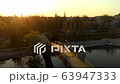Bridge over the river sunset sunset video from a drone, FullHD video 63947333