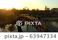 man on the bridge drone sunset video, FullHD video 63947334
