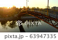 Bridge over the river sunset sunset video from a drone, FullHD video 63947335