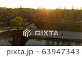 man on the bridge drone sunset video, FullHD video 63947343