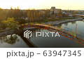 Bridge over the river sunset sunset video from a drone, FullHD video 63947345