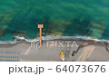 Aerial drone footage, morning in the city by the sea 64073676