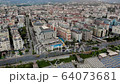 Aerial drone footage, morning in the city by the sea 64073681