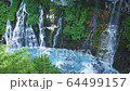 Shirahige Falls at the Blue Pond - natural wonder of Biei, Hokkaido, Japan 64499157