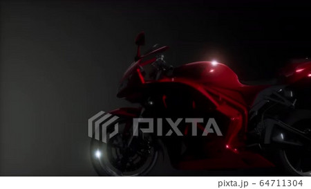 moto sport bike in dark studio with bright lightsの動画素材 [64711304]