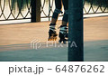 Rollerblading in the park background. Summer holiday pattern. 64876262