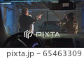 Bandits sharply point pistols at each other 65463309