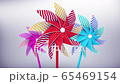 3d render. Colorful pinwheel set for party or birthday celebration. Children paper toy. 65469154
