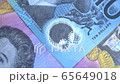 Australian 10 dollar AUD banknotes close up 65649018