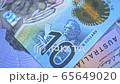 Australian 10 dollar AUD banknotes close up 65649020