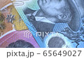 Australian 10 dollar AUD banknotes close up 65649027