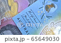 Australian 10 dollar AUD banknotes close up 65649030