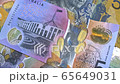Australian 5 dollar AUD banknotes close up 65649031