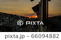 Timelapse and passing cloud with sunset on orange sky. 66094882