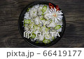 Oysters Rice Baked (Gulbap) Korean Food Style dish decorate with leek topview 66419177