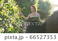 A beautiful girl with white skin and red hair in the garden on a Sunny day A beautiful girl with white skin and red hair in the garden on a Sunny day 66527353