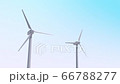 2機の風力発電。風でプロペラが回る。自然の力でエネルギーを作る。風力タービンが回転。3Dレンダリング 66788277