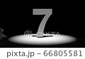 10秒のカウントダウン。10から0まで。暗闇。数字にスポットライト。3Dレンダリング 66805581