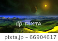 Moon Flies Over Alien Planet 66904617