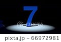 10秒のカウントダウン。10から0まで。青色の文字。数字にスポットライト。3Dレンダリング 66972981
