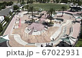 Drone Aerial View of Skate Park, Los Angeles, California. Young People Skating 67022931