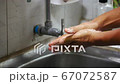 Hand washing with soap, Coronavirus (Covid-19) pandemic prevention outbreak. Rubbing nails, fingers,backhanded and wrist. Hygiene to stop spreading germs and bacteria. Health - cleanliness concept. 67072587