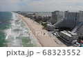 Stunning aerial view of the costline of caribbean sea and Gulf of Mexico in Cancun, Zona Hotelera. 68323552