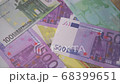 burning euro bills for financial crisis background 68399651