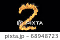 Burning number Two on a black background. 3d rendering 68948723