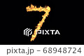 Burning number seven on a black background. 3d rendering 68948724